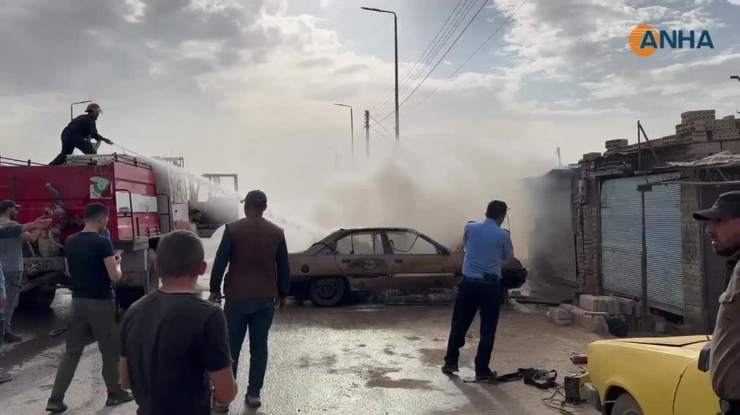 احتراق سيارة في مدينة قامشلو