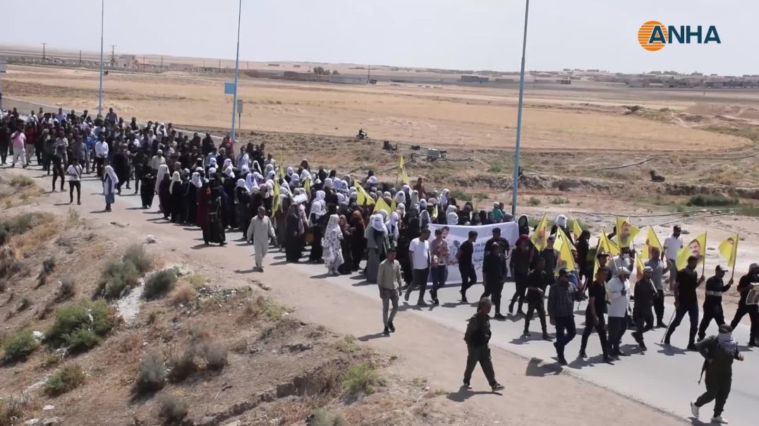 مسيرة للطالبة بالحرية الجسدية للقائد عبدالله اوجلان في الشدادي