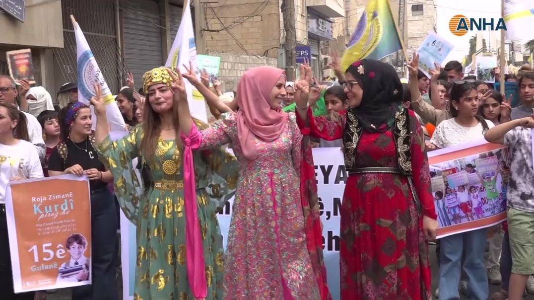 مسيرات جماهيرية حاشدة في الجزيرة تدعو للاعتراف باللغة الكردية دستورياً-حسك