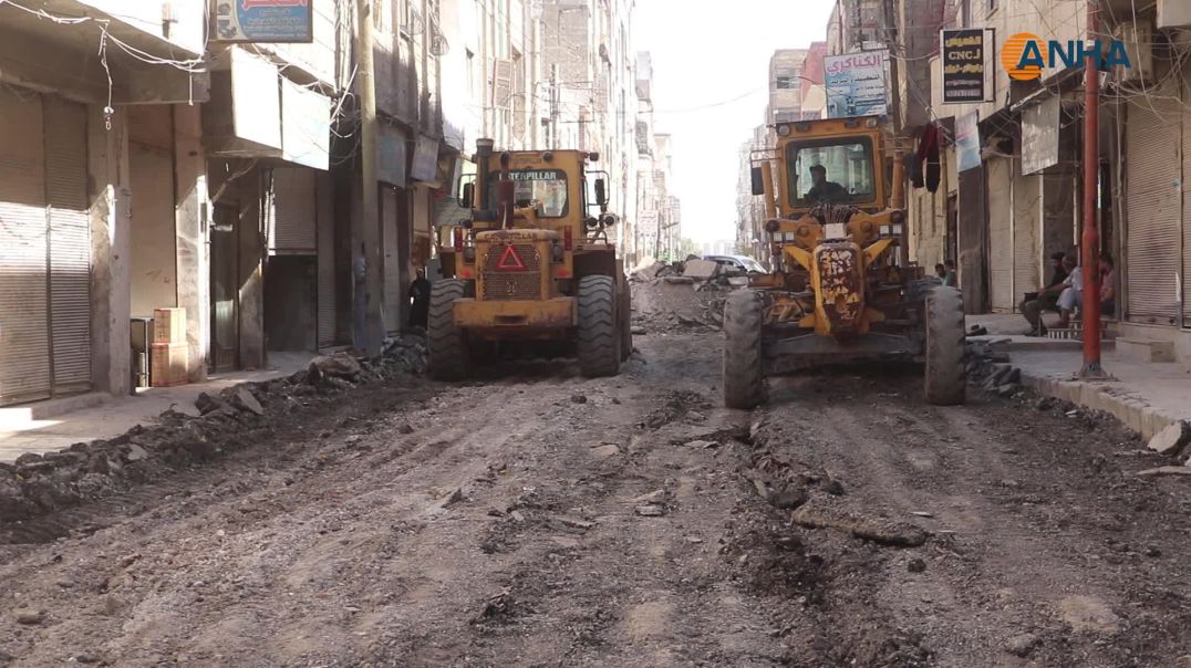 بلدية الشعب في مدينة الرقة تبدأ أعمال تعبيد الطرقات