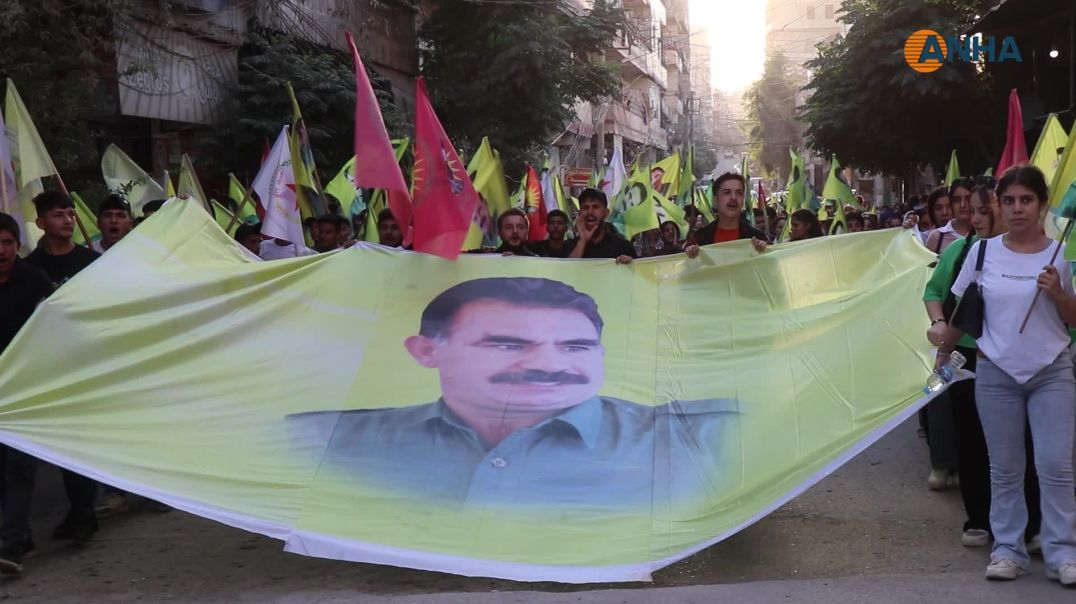 ⁣مسيرة في حلب دعماً للحملة العالمية "أرغب بلقاء عبد الله أوجلان"