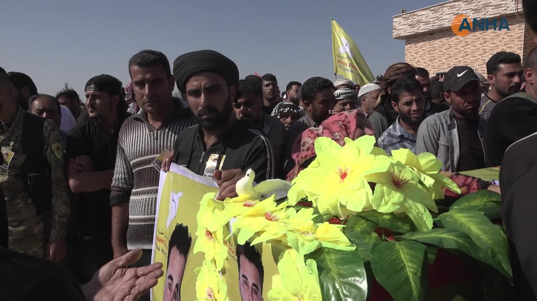 ⁣تشييع جثمان مقاتل من قسد في تل كوجر