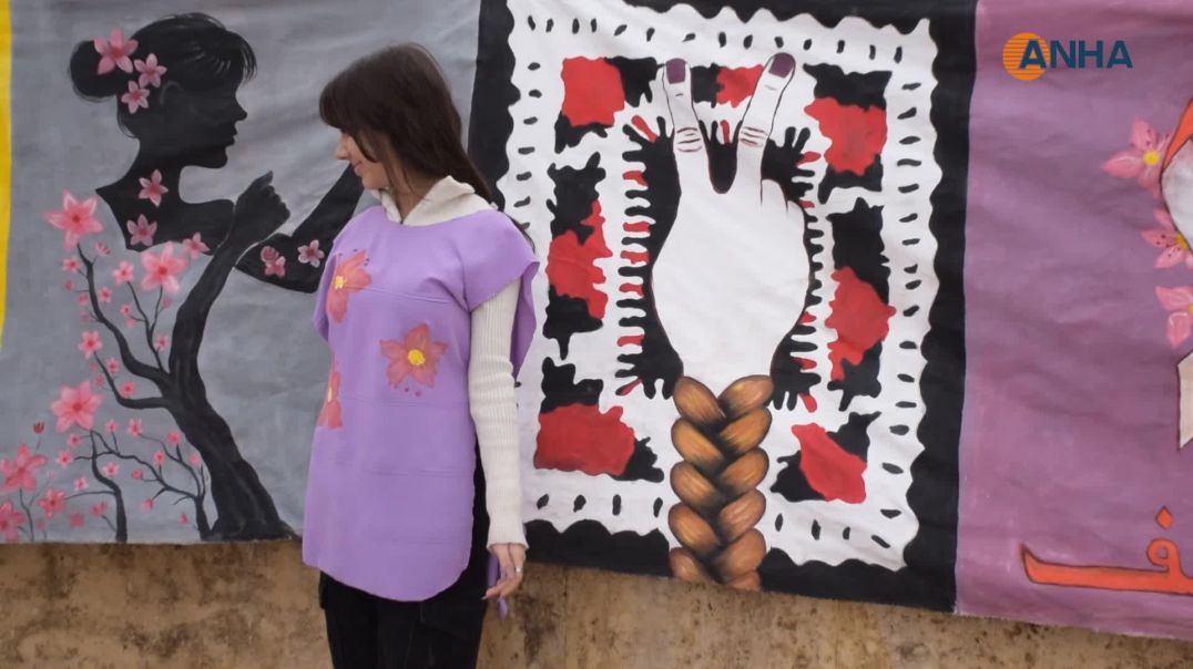 لوحة فنية بطول 10 أمتار في الرقة تُجسّد رسالة مناهضة العنف ضد المرأة