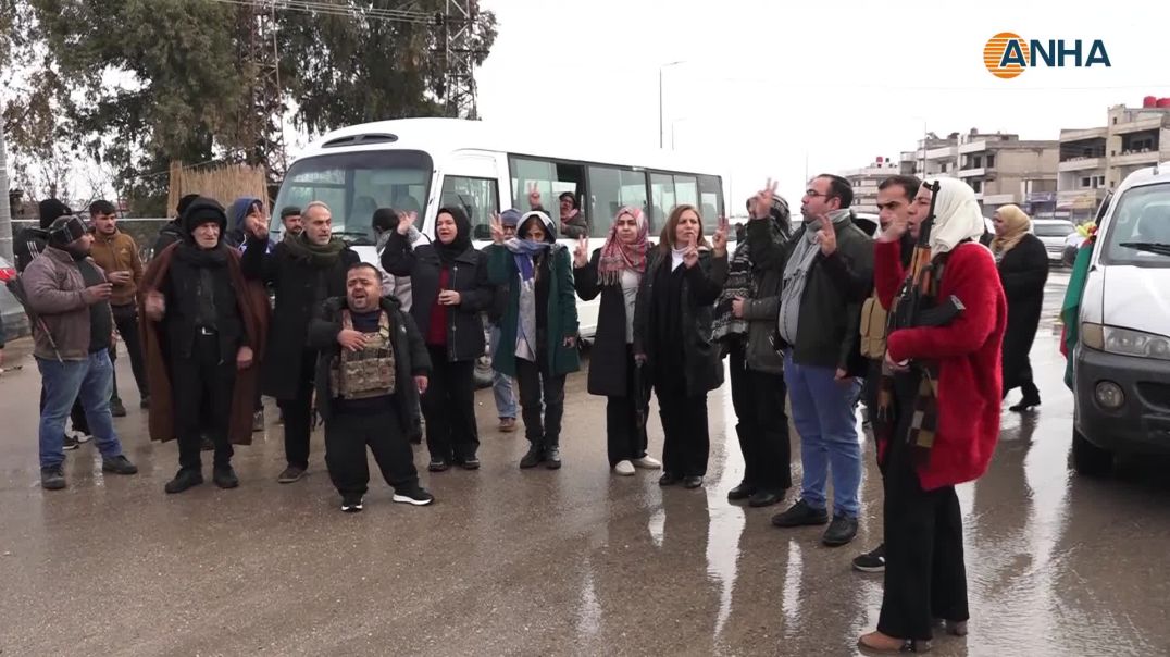 ⁣أهالي قامشلو وعامودا والدرباسية يتوجهون إلى الحسكة دعماً ضد هجمات الحكومة المؤقتة
