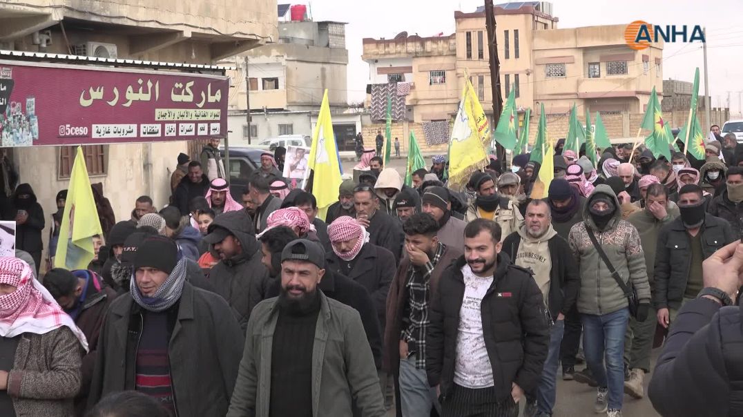 مسيرات منددة بهجمات مرتزقة الحكومة المؤقتة في مقاطعة الجزيرة-تل كوجر