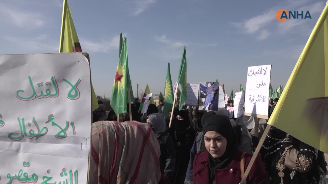 تل كوجر- مظاهرات جماهيرية في مقاطعة الجزيرة دعماً لمقاومة الأحياء المحاصرة بحلب