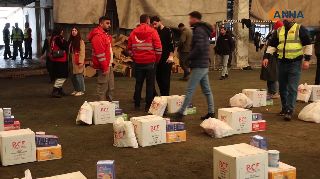 توزيع مساعدات على 350 عائلة مهجرة في قامشلو