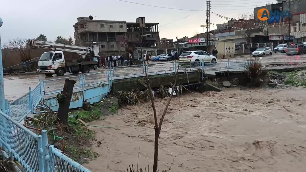 السيول تجتاح مدينة ديرك وخطر يهدد سد بورزي