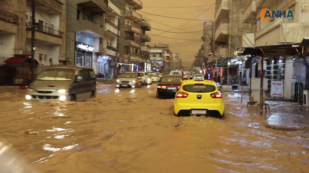 أمطار غزيرة وعواصف رعدية في قامشلو مع وصول المنخفض الجوي