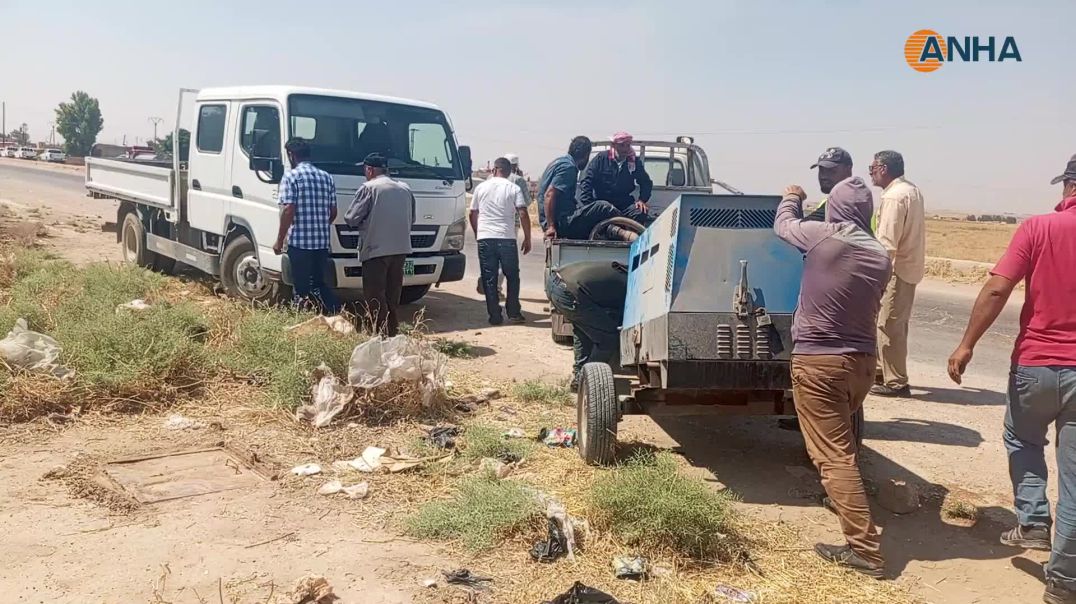 ⁣ورشات مديرية المياه تزيل التعديات عن خط علوك في تل تمر تمهيداً لإعادة تشغيله