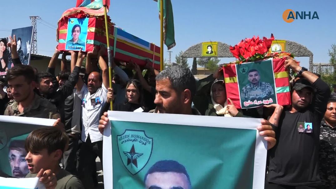 ⁣تشييع جثماني شهيدين في كوباني